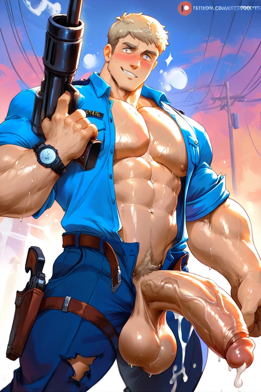 Blushing Face, Huge Hands, Squeezable AI Gay Porn