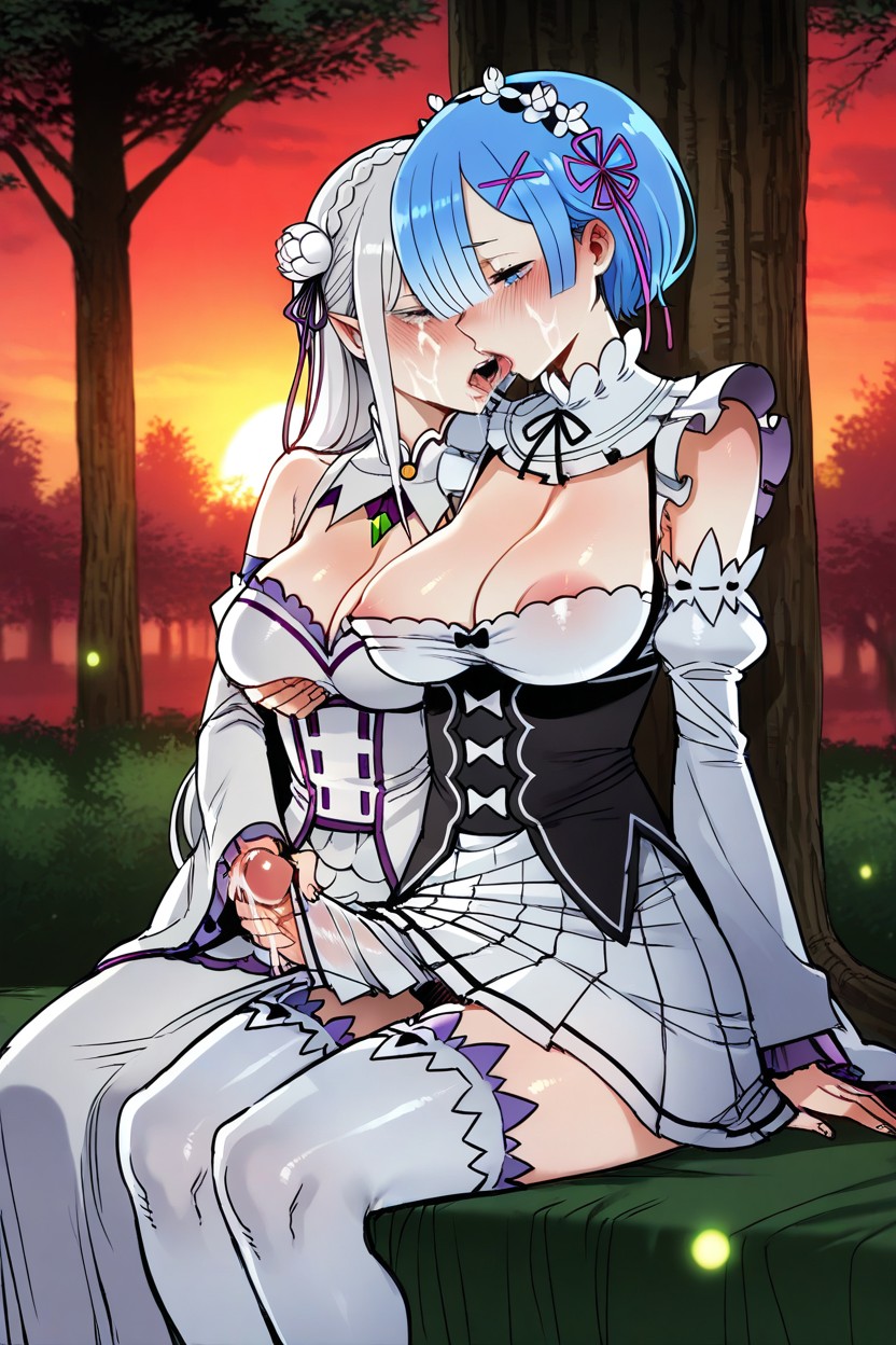Girls, Dress, Fireflies Hentai AI Porn