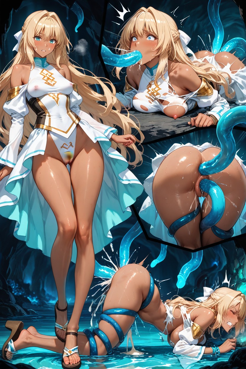 Character Overlapping Across Views, Smooth Detailed Feet, Faithful White Fantasy Outfit Hentai AI Porn