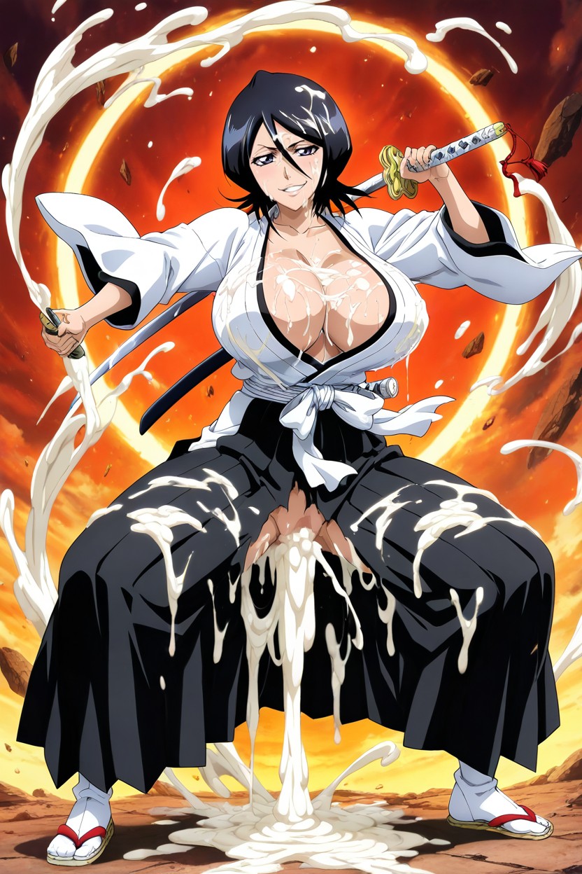 Cum Covered Everywhere, Faithful To The Anime, Huge Amount Of Cum On Breasts Hentai AI Porn