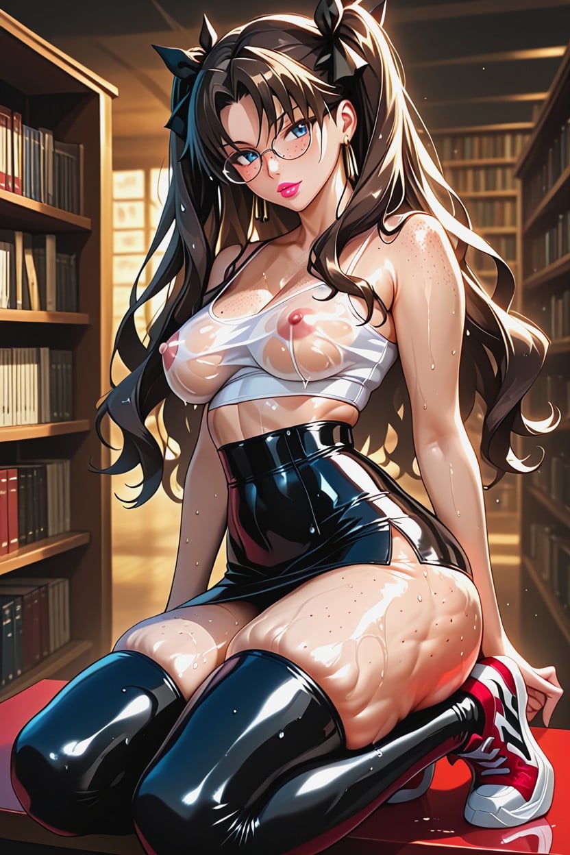 Library, Sweaty, Wet Body Hentai AI Porn