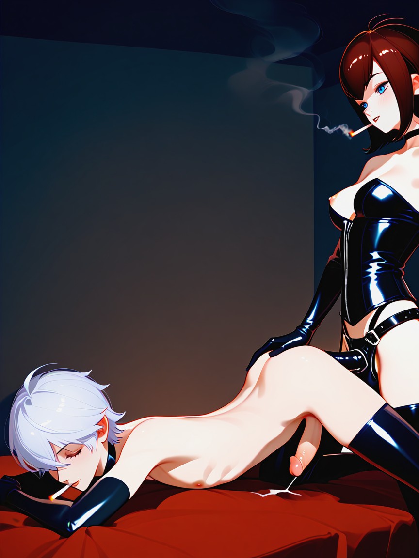 Bedroom, Dominant Futa, Male Gets Assfucked AI Porn