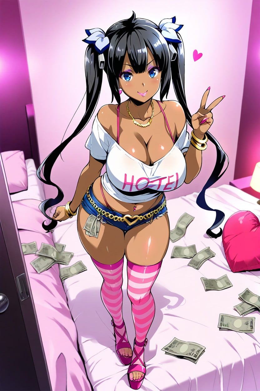 Scattered Money, Pink Hotel Room, Denim Hotpants 헨타이 AI 야짤