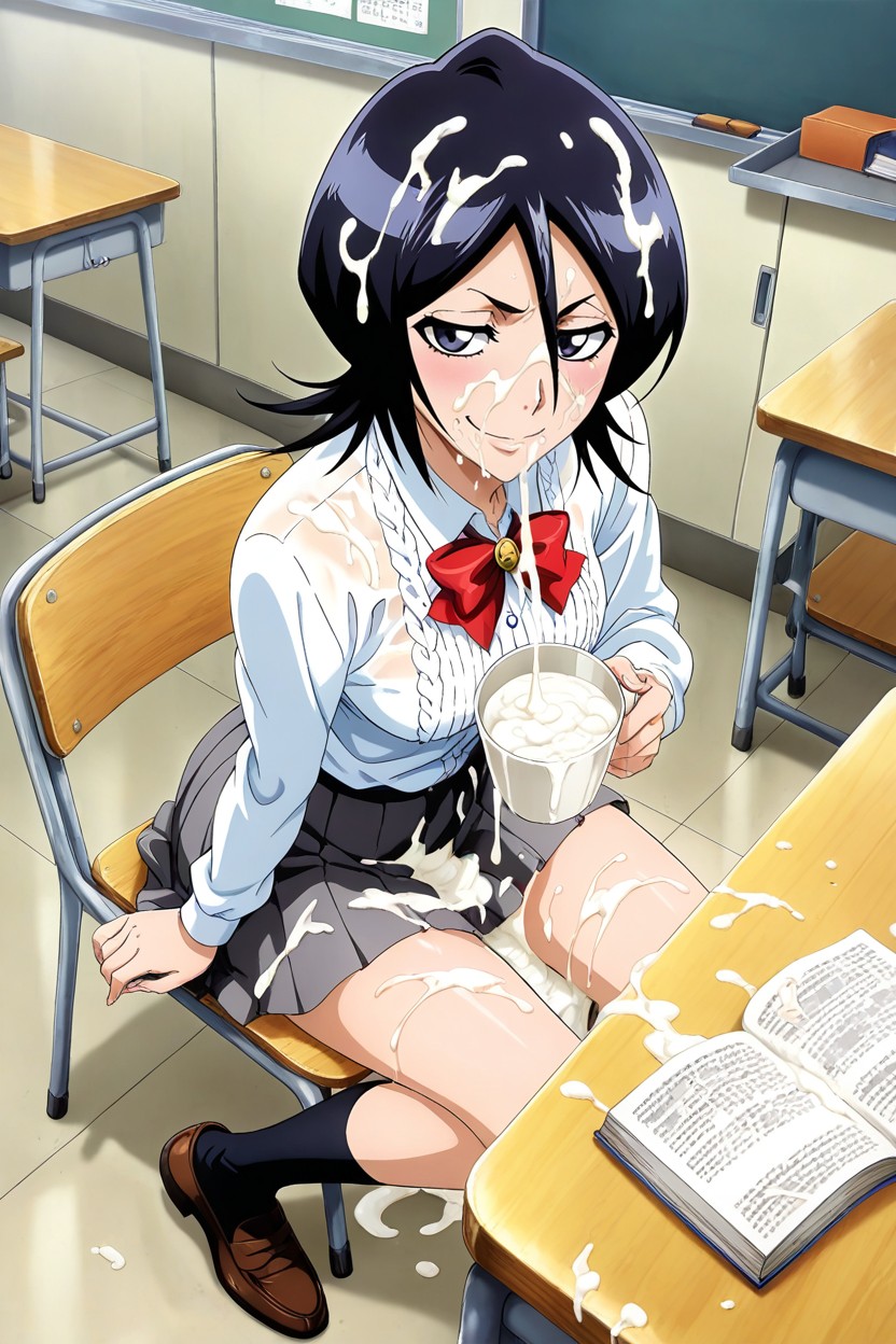 Pechos Pequeños, Official Art Style, Cum Covered Hair Hentai IA