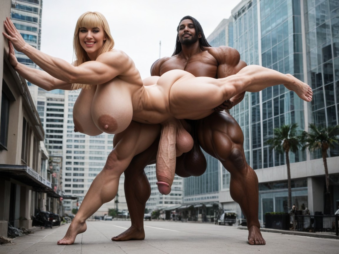 Holding Human In Her Hand, Hyper Cock, City Shemale AI Porn