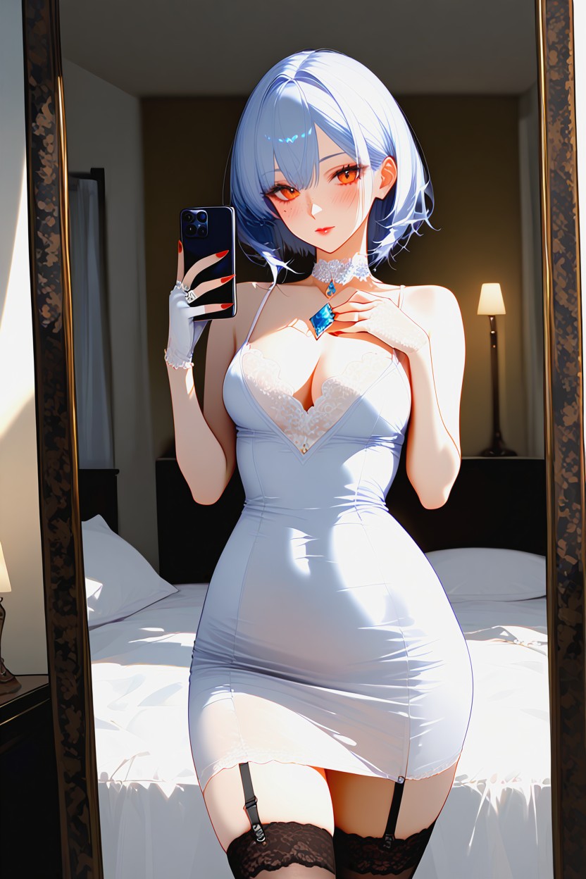 Reflection, Eyelashes, Pechos Pequeños Hentai IA