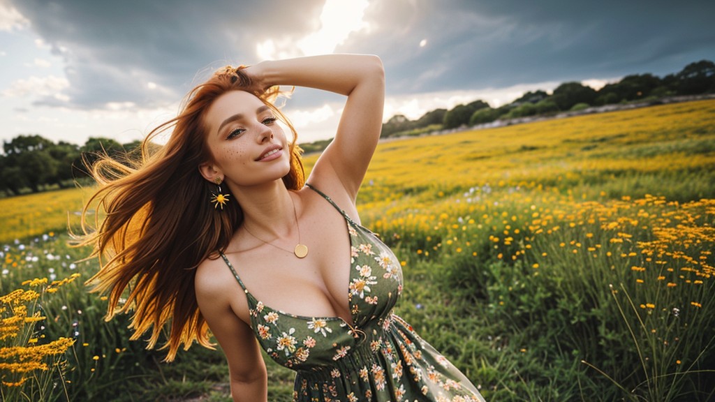 Open Clothes, Face Behind The Bouquet, Without Shoes AI Porn