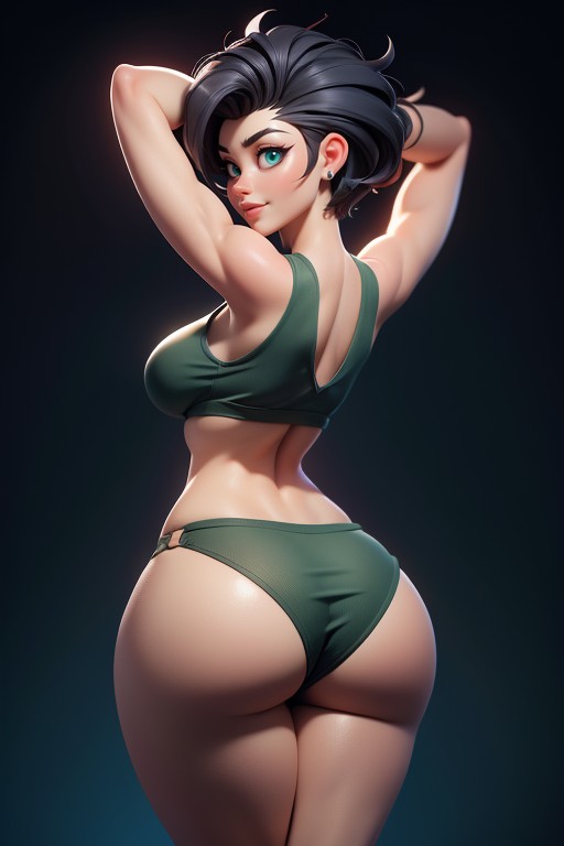 Black Slingshot Bikini Bottoms, Thick Thighs, Tall Thick And Curvy Perfect Body Hentai IA