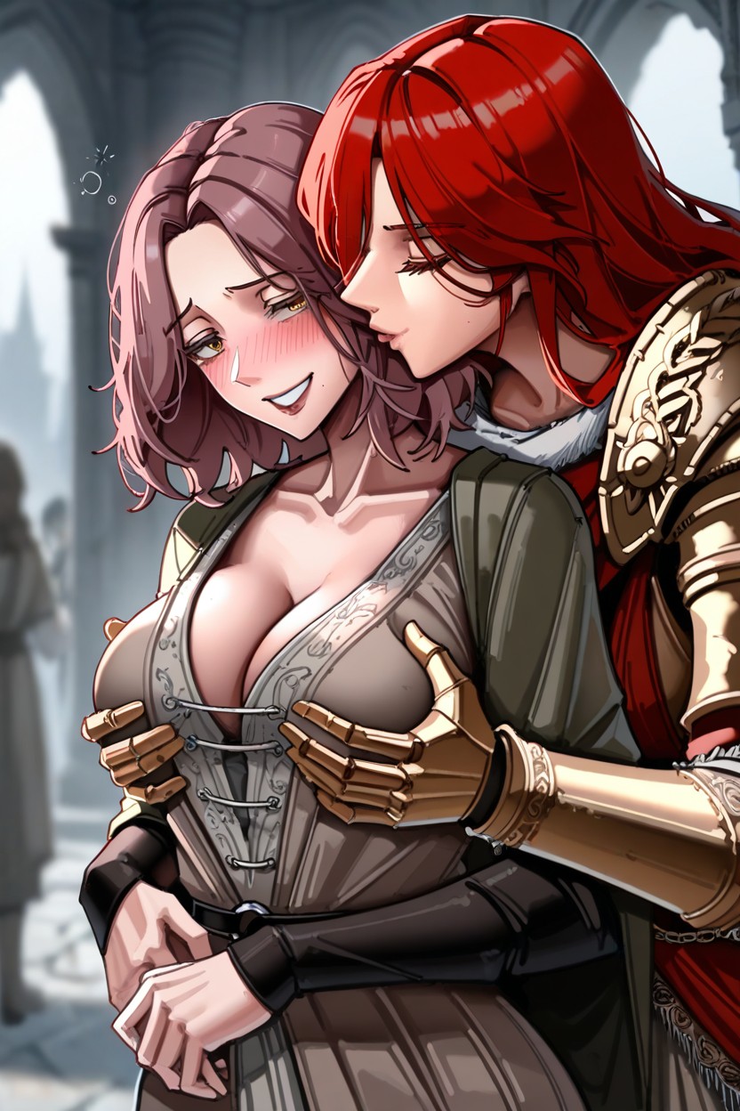 2 People, Cleavage, Holding Her Head AI Porn