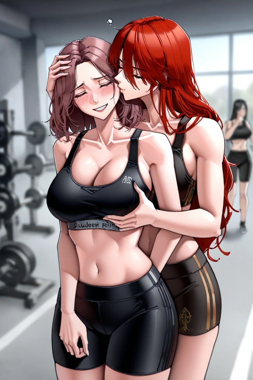 Gym, Kiss, Embracing From Behind AI Porn