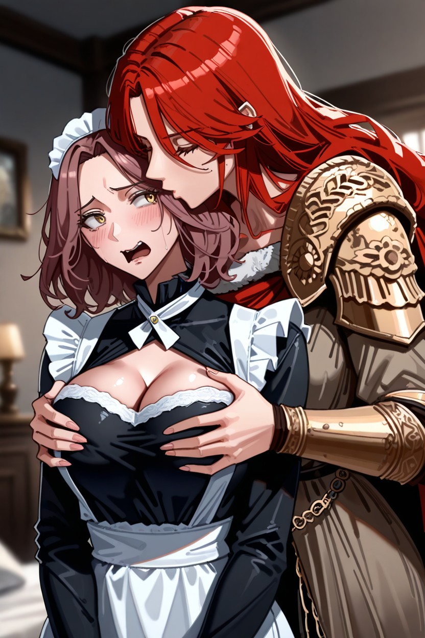 Escote, Ultra Detailed, Criada Francesa Porno IA
