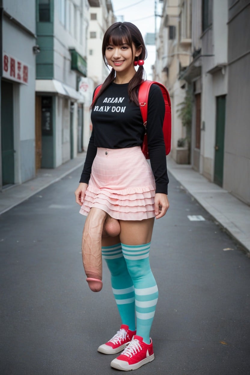 Layered Skirt, Pink Shoes, 18+ Shemale AI Porn