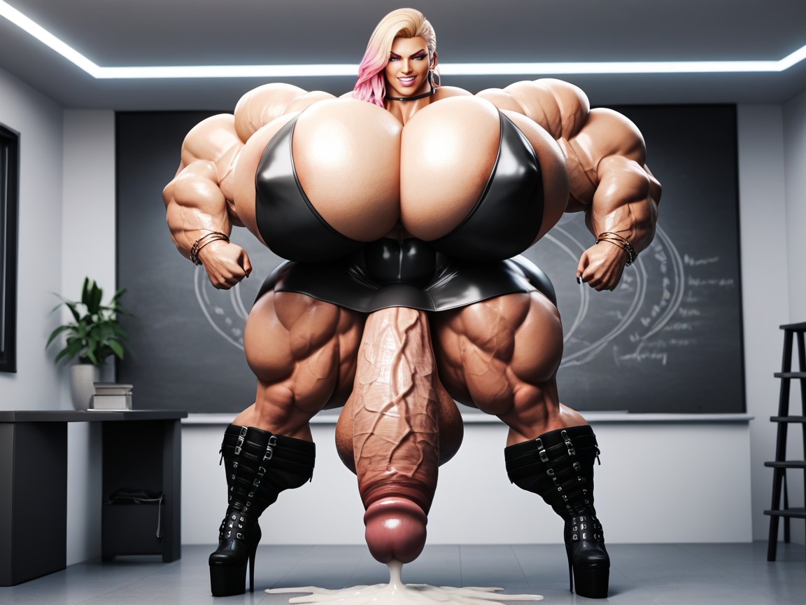 Hyper Testicles, Hypermuscular, Vêtements Ajustés Porno IA transsexuelle