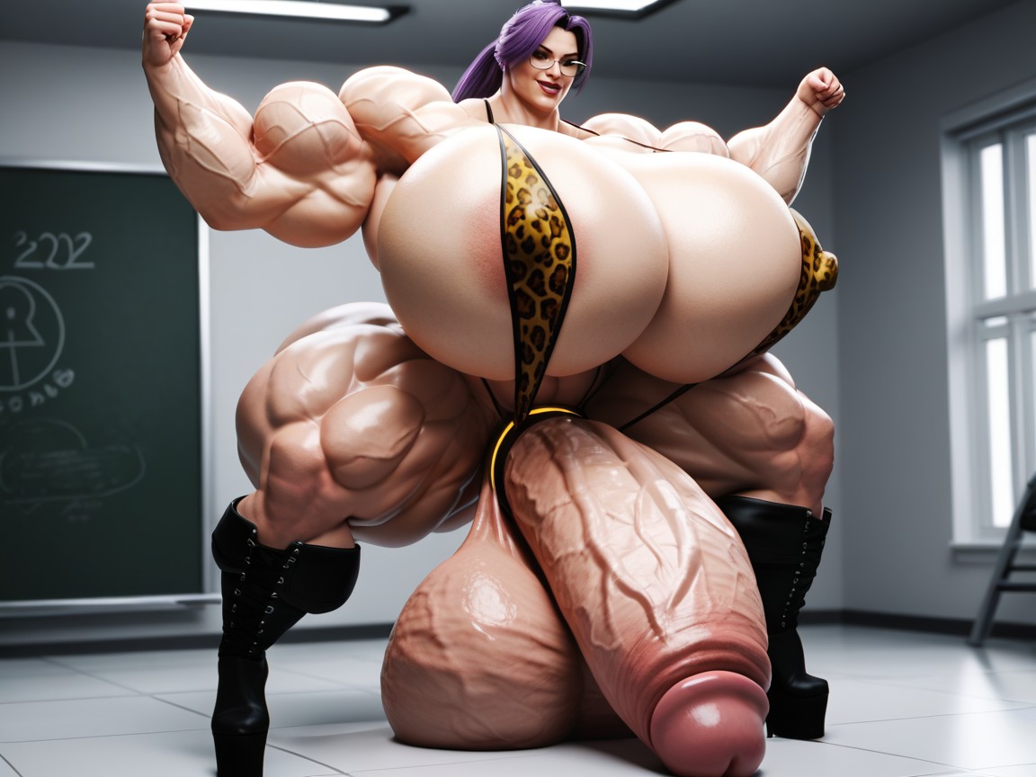 Form Fitting Clothes, Saggy Balls, Hyper Large Muscles Shemale AI Porn