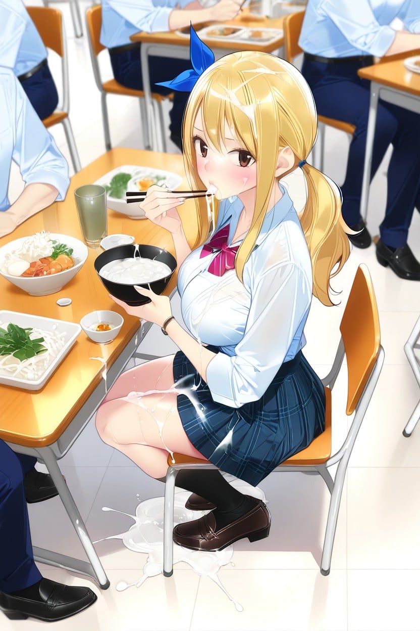 Classroom, Pleated Skirt, Excessive Cum Everywhere Hentai AI Porn