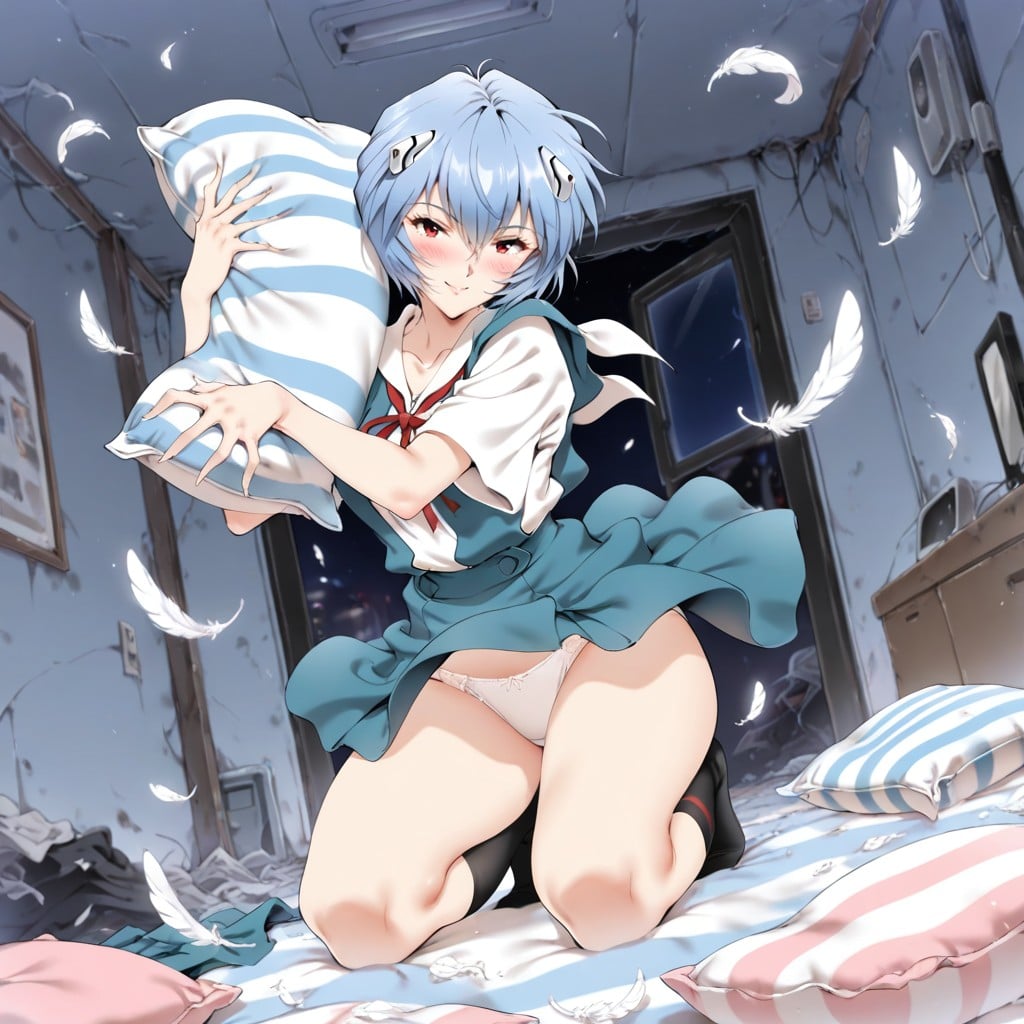 Pillow Fight, Front View, Messy Room Hentai AI Porn