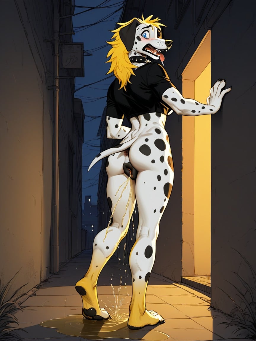 Peeing, Paw Pads, Full Body View Furry AI Porn