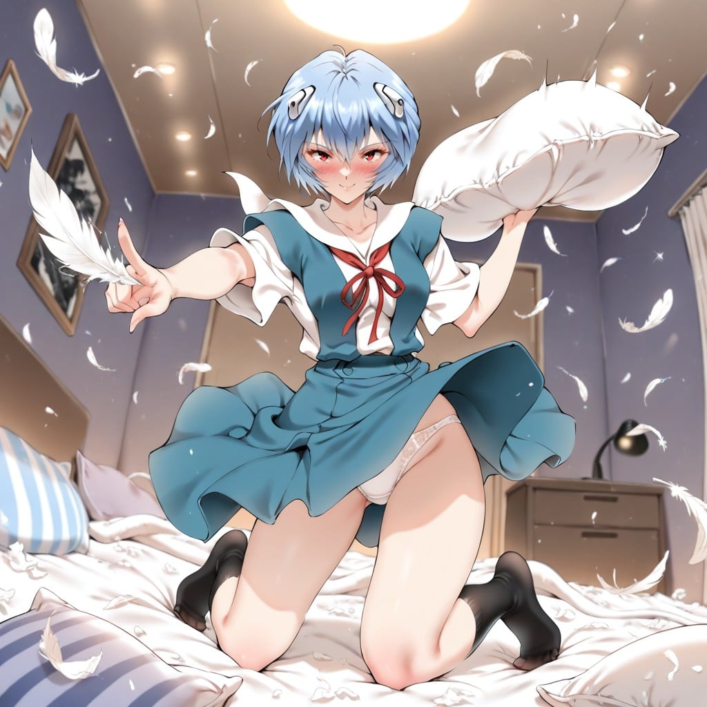 Standing, Use Pillow As Weapon, Feathers Hentai AI Porn