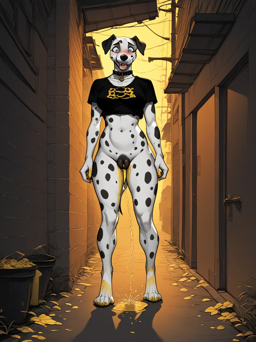 Messy Alley, Pee Running Down Legs, Alley Way Furry AI Porn