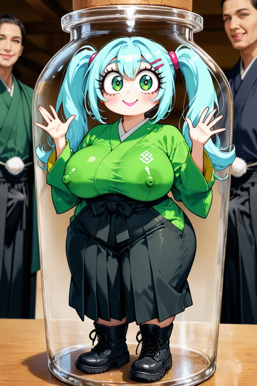 Light Blue Hair, Hairstyle, Huge Eyes AI Porn