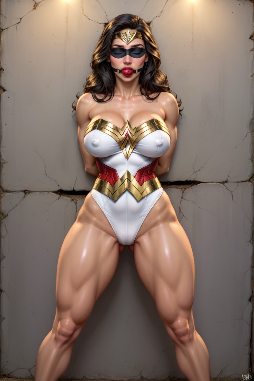 One-piece, Brown Hair, Front Contour Visible Due To Tight Fit AI Porn