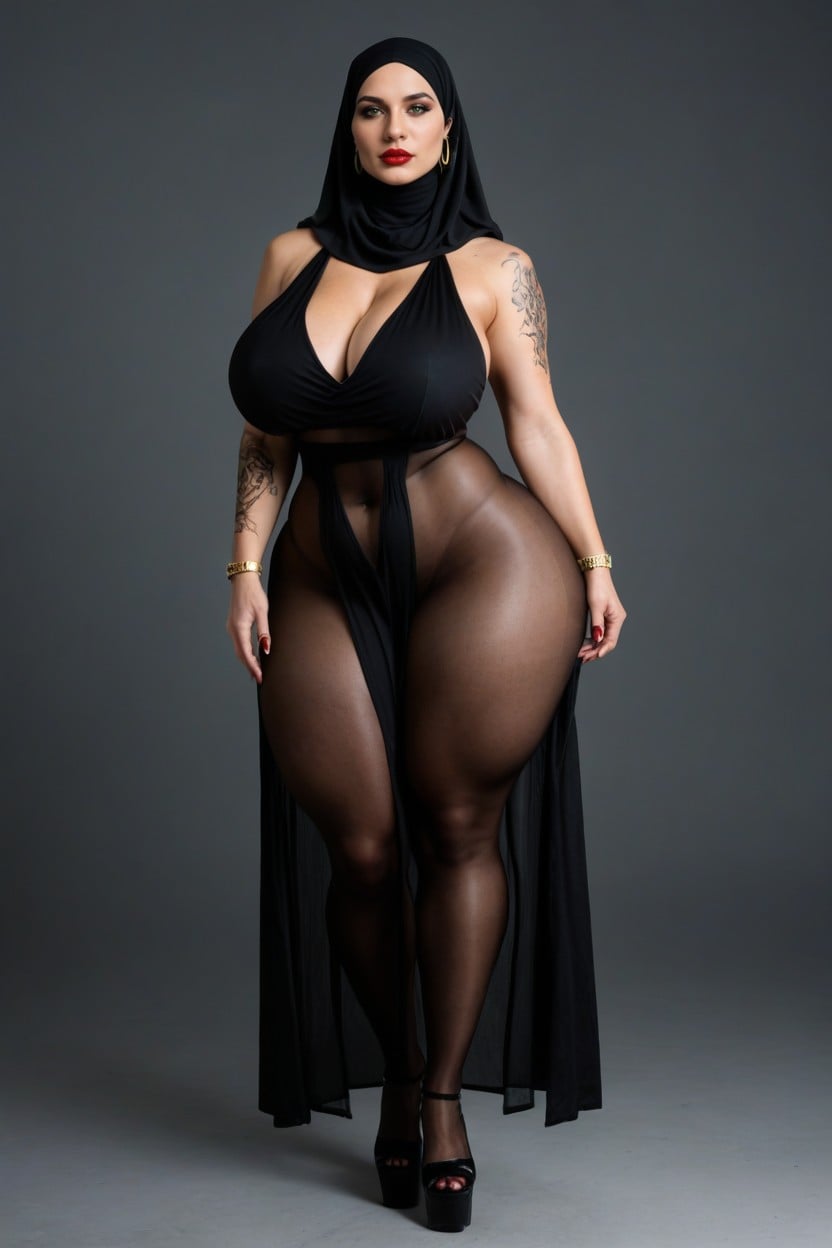 Walking In The Sthree, Extremely Fat Inner Thighs, Form Fitting Clothes AI Porn