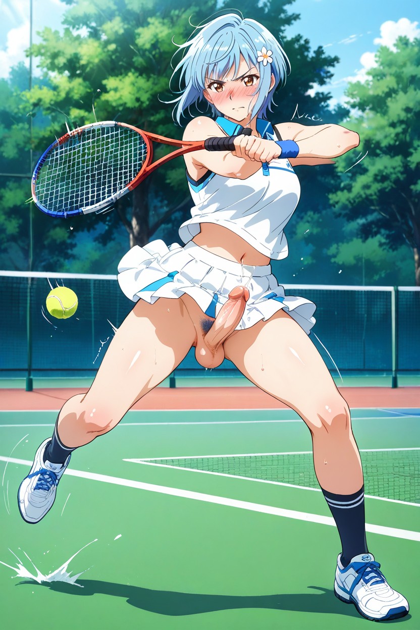 Testicles, Tennis Court, Twitching Penis Hentai IA