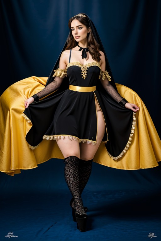 Cosplay, Full Front View From Floor To Head, Spanish Mantilla Porno IA