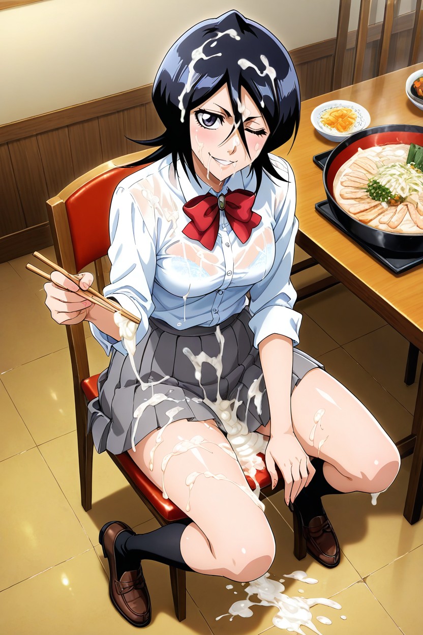 Breasts See Through, No Underwear, Eating Set Meal Hentai AI Porn