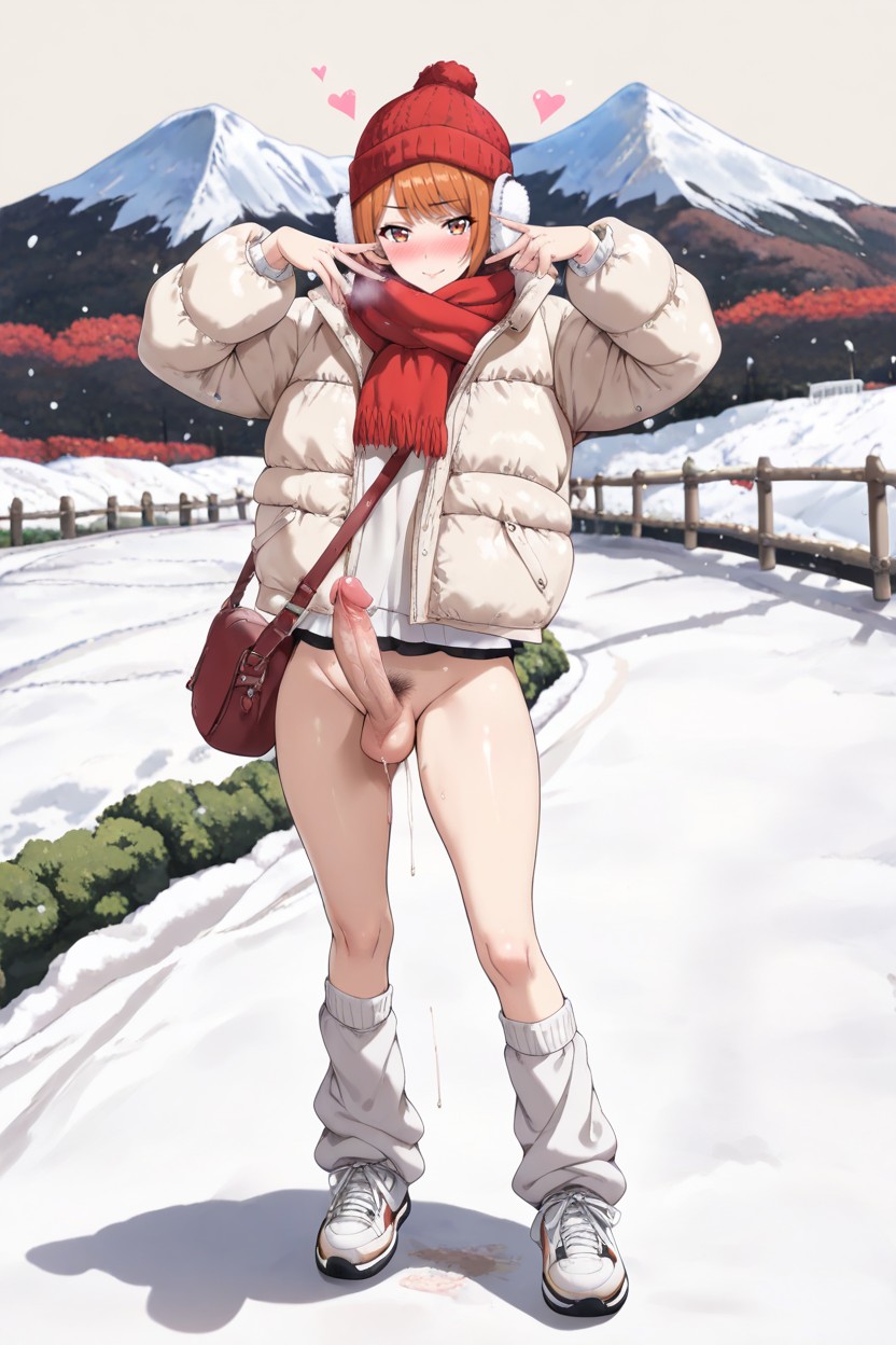 Thigh Exposed, Knitted Pullover, No Wearing Underwear Hentai AI Porn