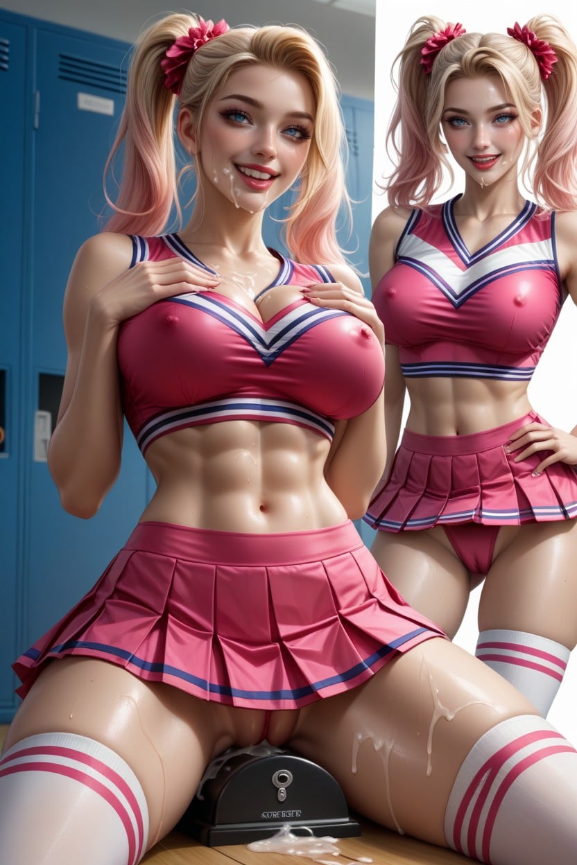 Cheerleader Uniform, Blush, Pink Skirt Hentai IA