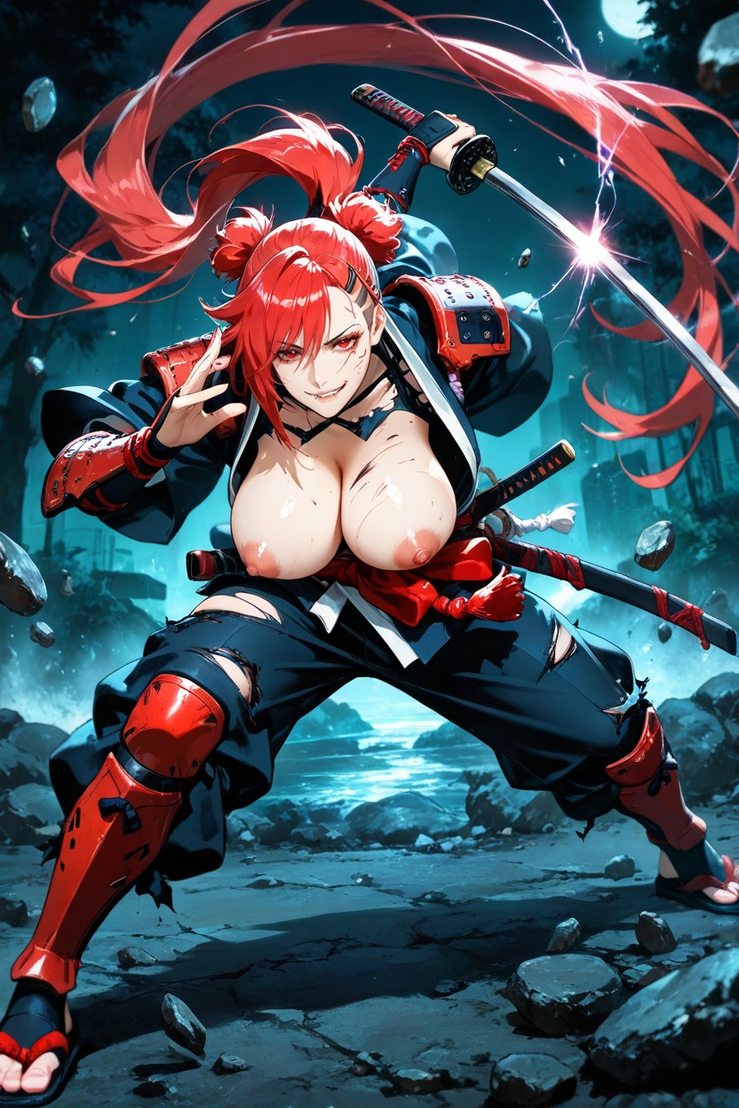 Ninja Pants, Line Flow X Art Style, 衣服が破れる ヘンタイAIポルノ