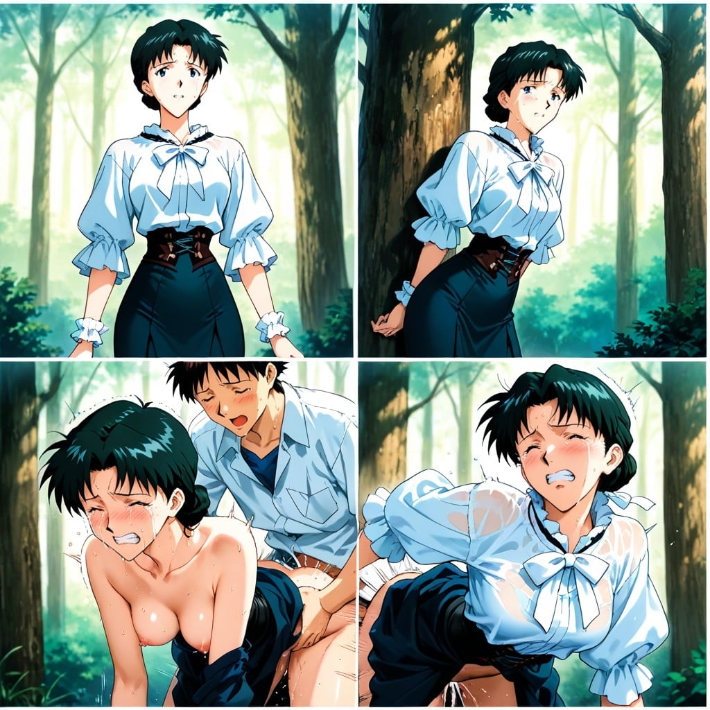 Three Characters, Crying (not Happy), Sweaty Hentai AI Porn