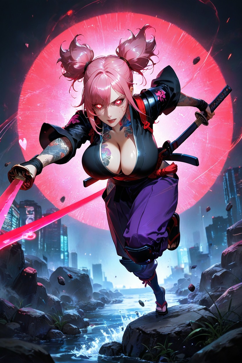 K, Perfect Boobs, Ojos De Corazón Hentai IA