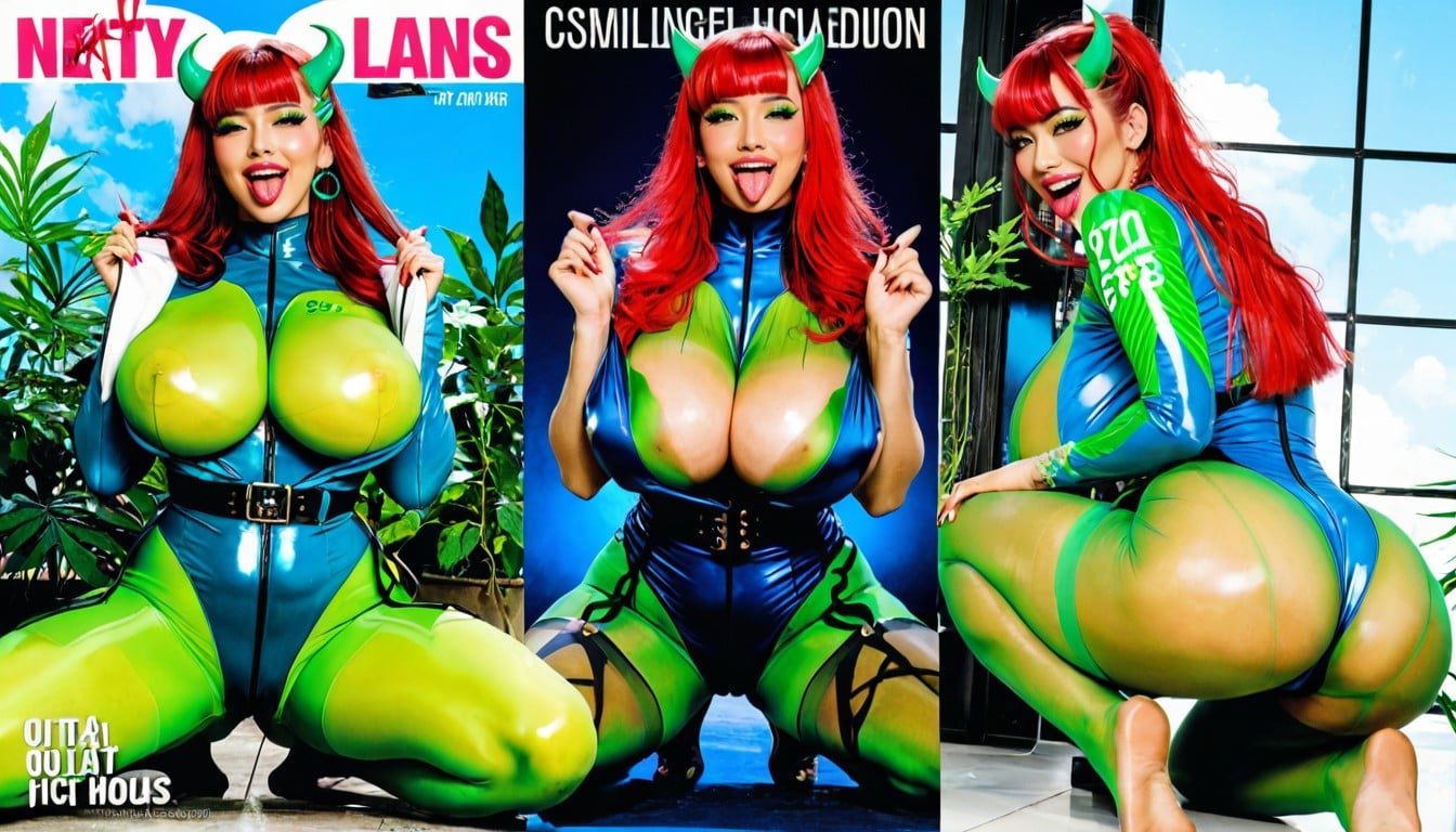 Greenhouse, Gigantic Asian Boobs In Bodysuit, Greenhouse Full Of Marijuana Plants AI Porn
