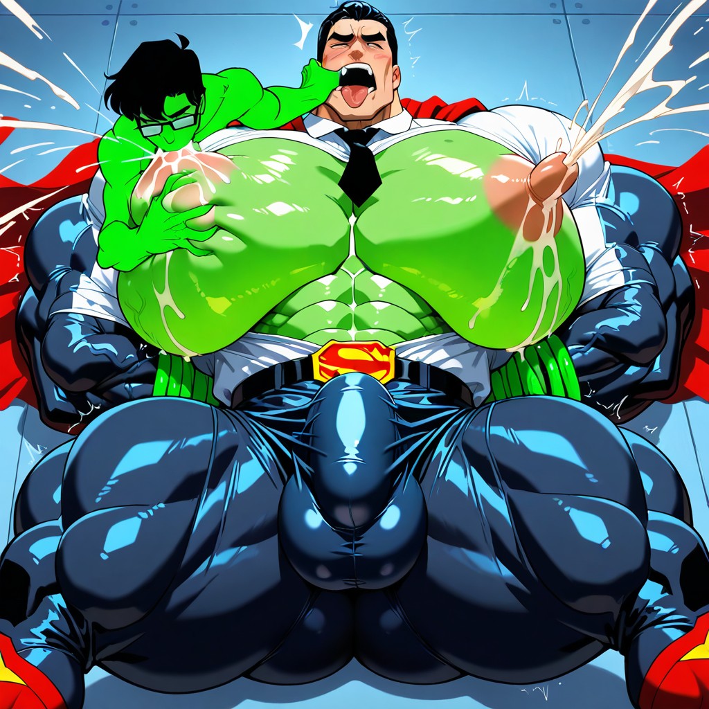 Tired Face , Massive Muscles, Lex Luthor Greedily Sucking Milk Out Of Boob AI Gay Porn