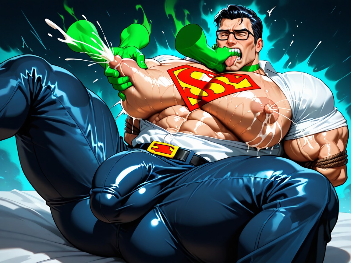 Superman's Arms Tied Behind Back, Oiled Skin, Superman AI Gay Porn