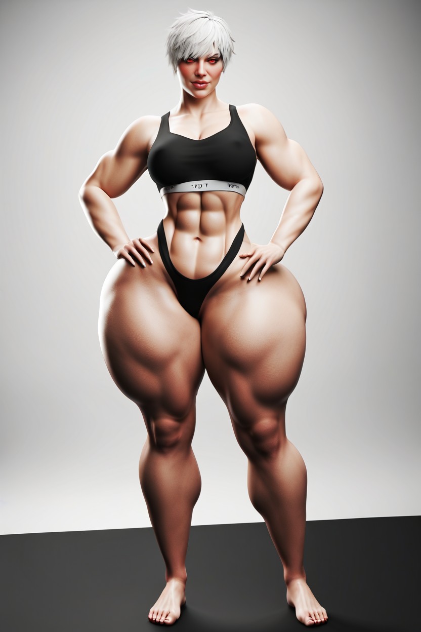 Thick Hips, Extremely Large Ass, Super Beautiful Face AI Porn