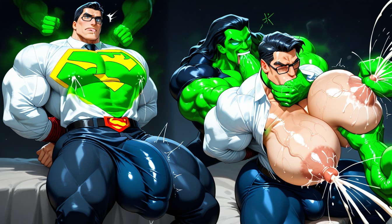 Müdes Gesicht, Lex Luthor Grabbing Milk Milking Boobs And Sucking Nipple, Rough Squeeze KI Schwulenporno