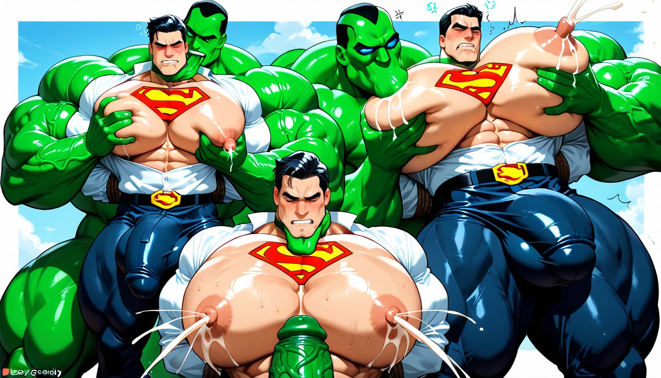 Hyper Pecs, Massive Muscles, Oiled Skin KI Schwulenporno
