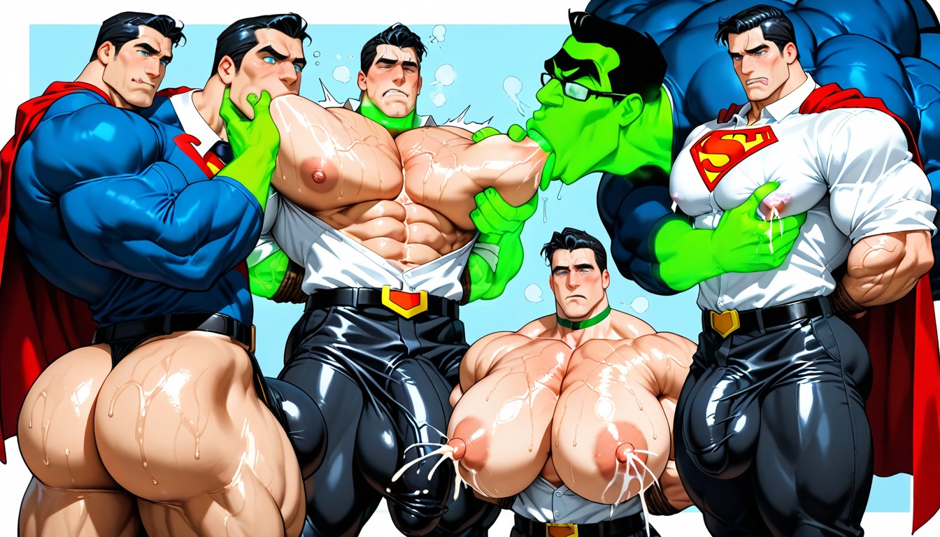 Rough Squeeze, Green Glowing Neck Choker, Veiny Penis AI Gay Porn