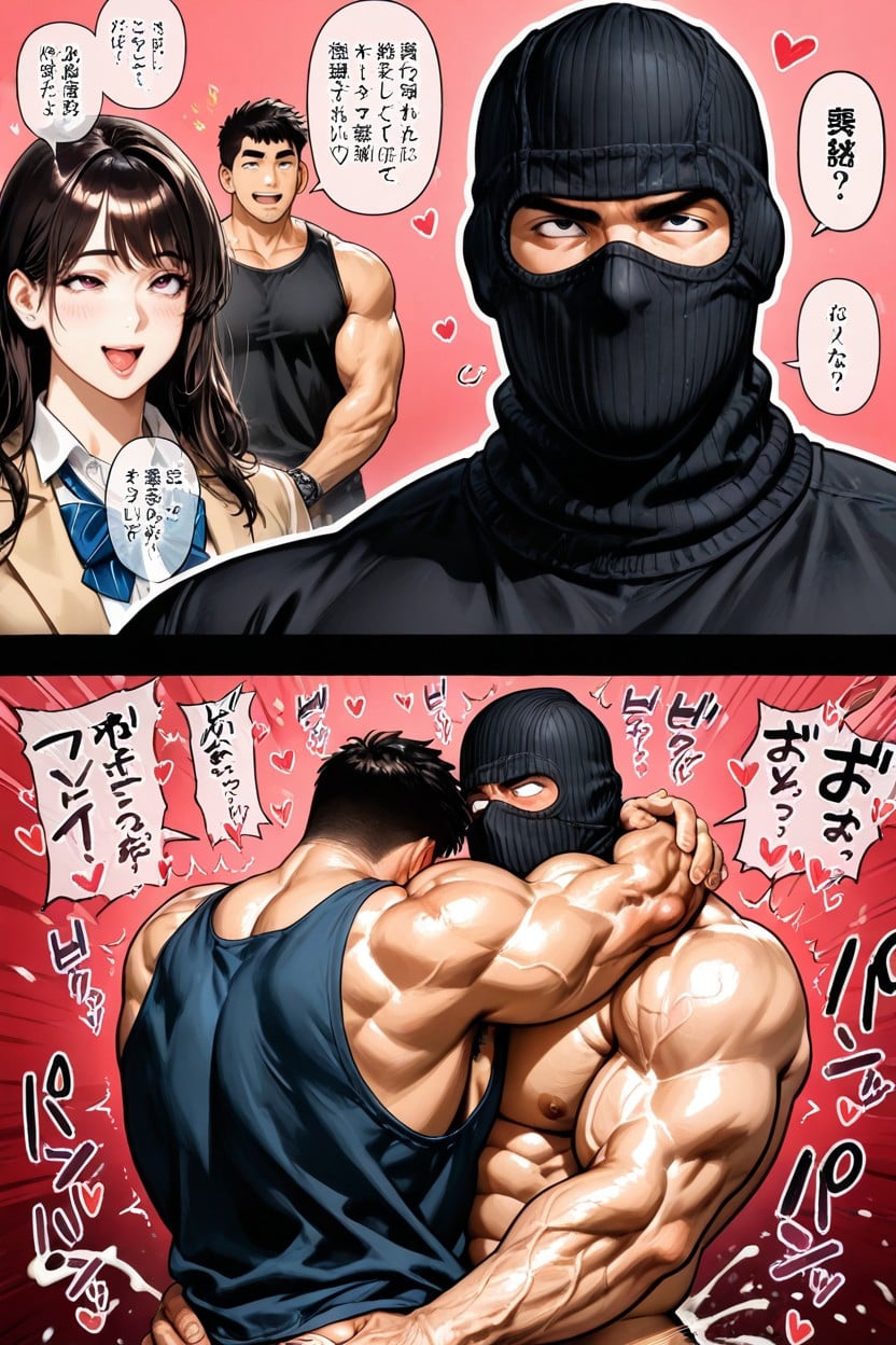 Hyper Masculine Man, Anal Sex, Man With Black Balaclava Mask Is Top Porno gay IA