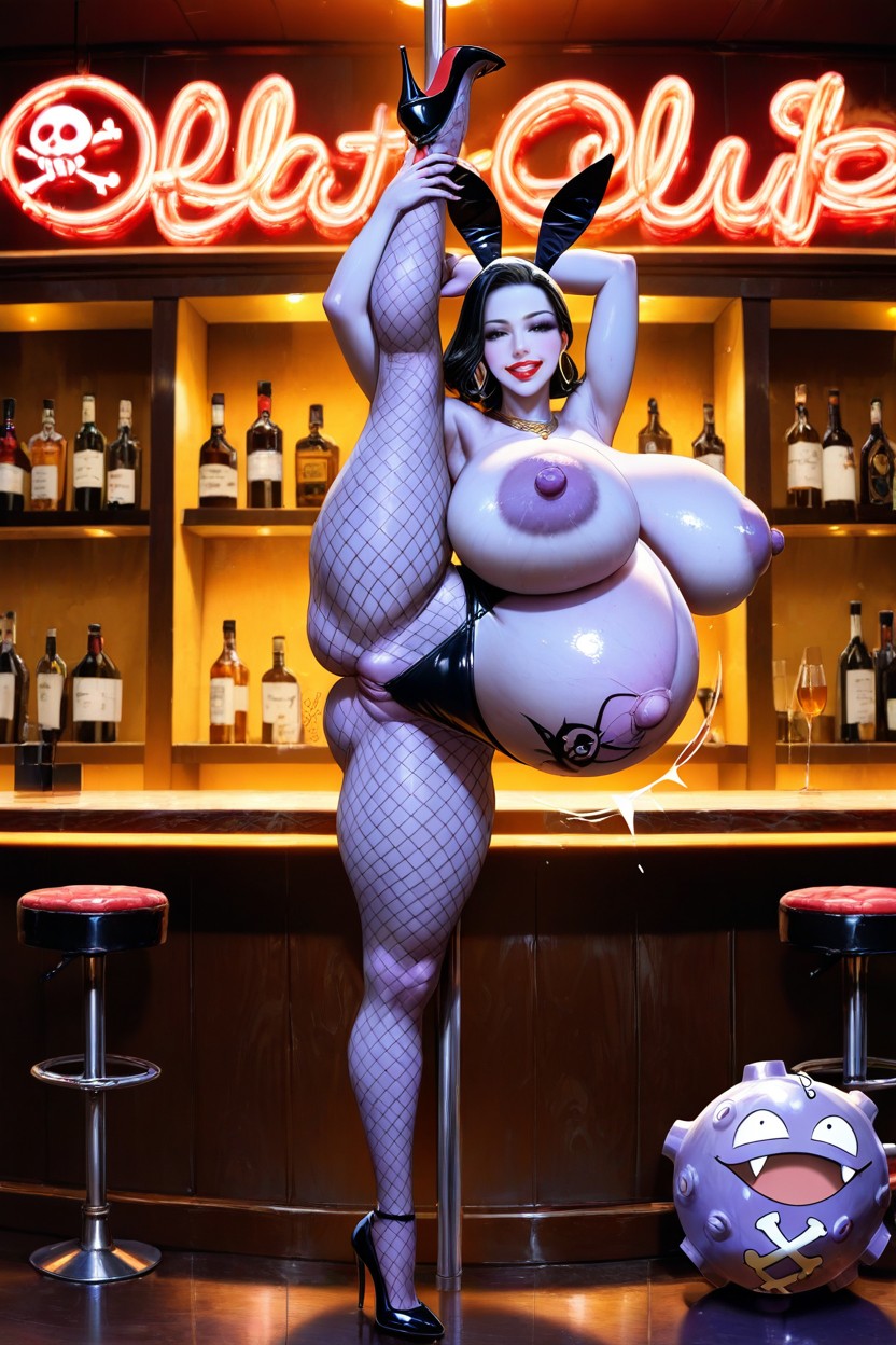 Helium Cylinder, Purple Skin, Huge Protruded Navel Porno IA