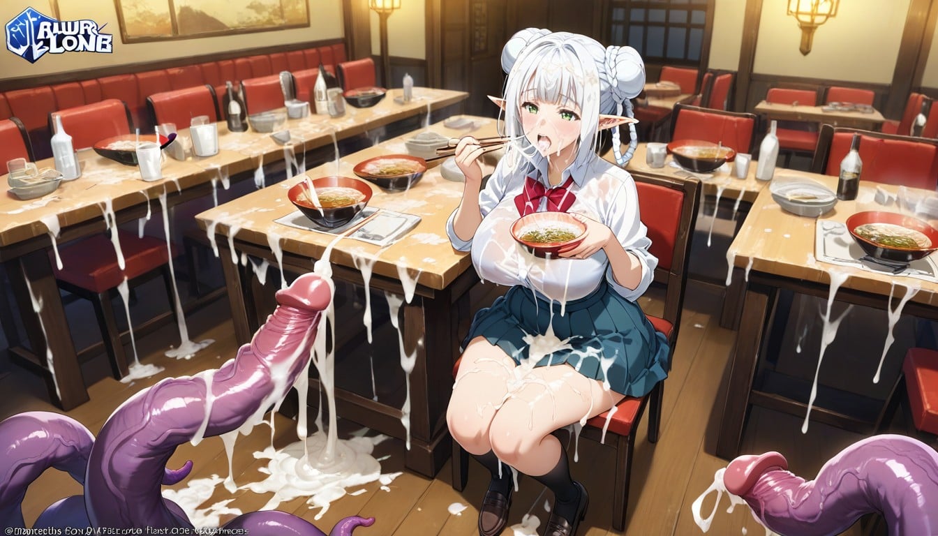 Sitting Down, Faithful To The Anime, Overflowing Cum From Mouth Hentai AI Porn