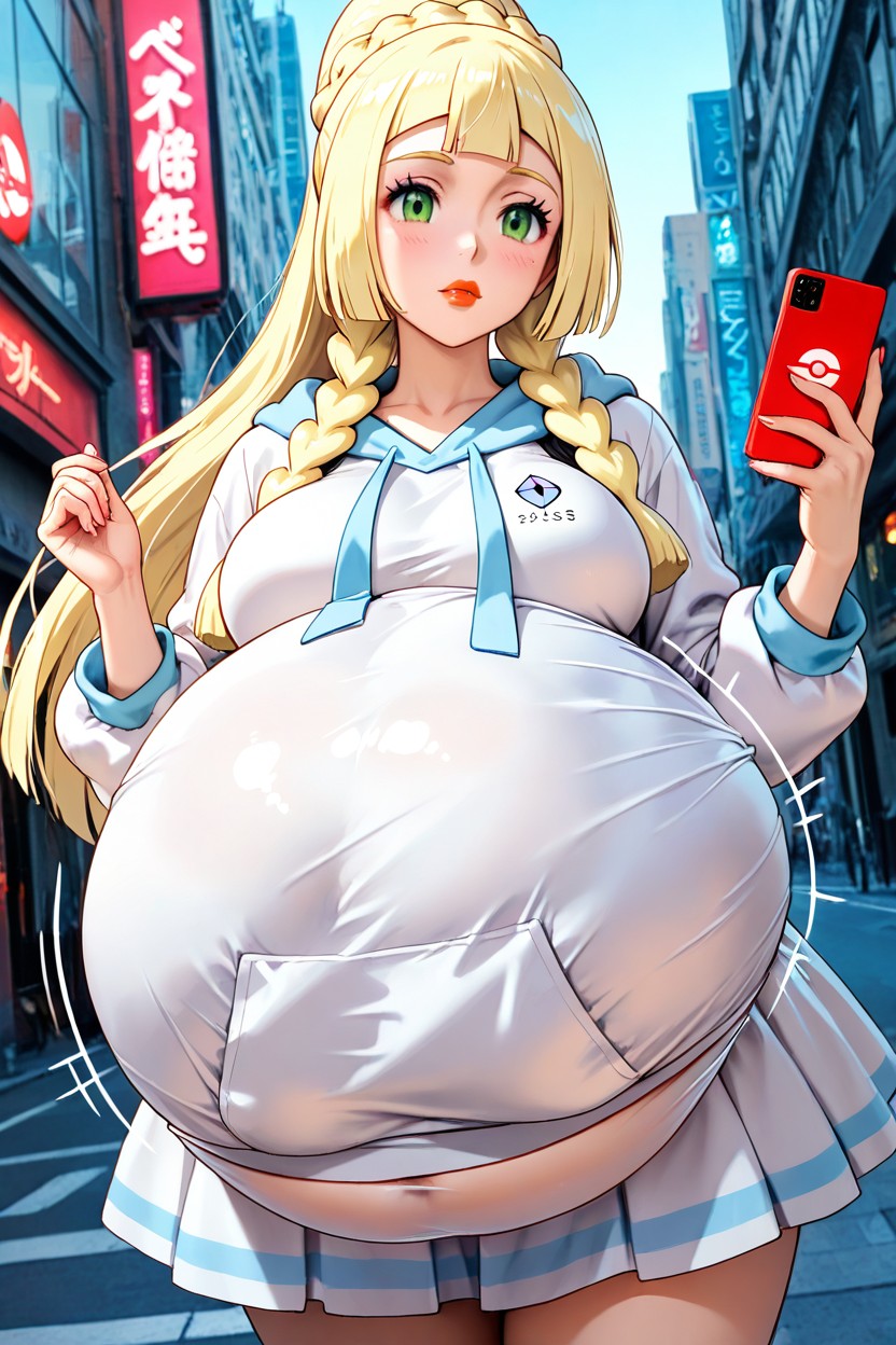 Belly, White Outfit, Fully Clothed AI Porn