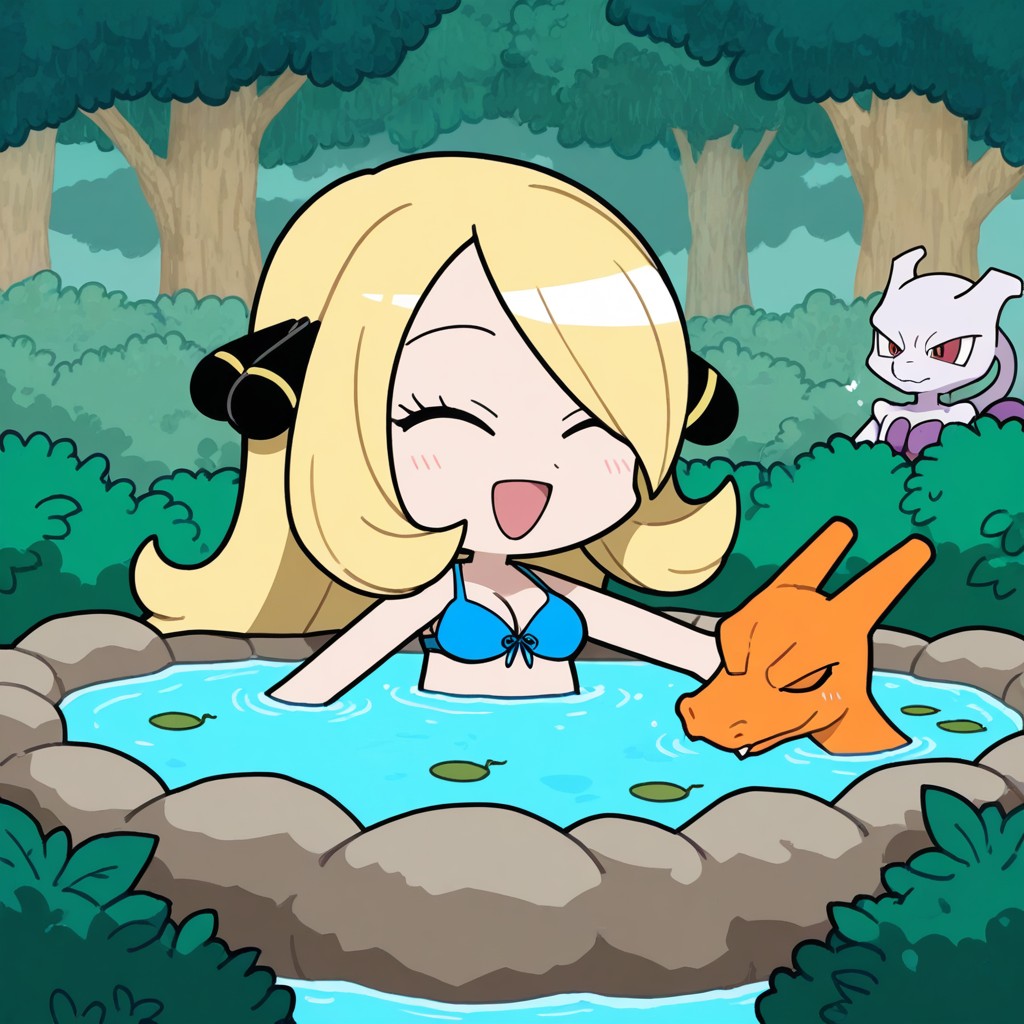 Singing, Super-deformed Proportions, Cynthia Wears Bikini AI Porn