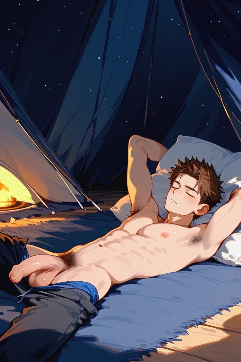 Legs Spread, Closed Eyes, Anime Art Style Porno IA Gay