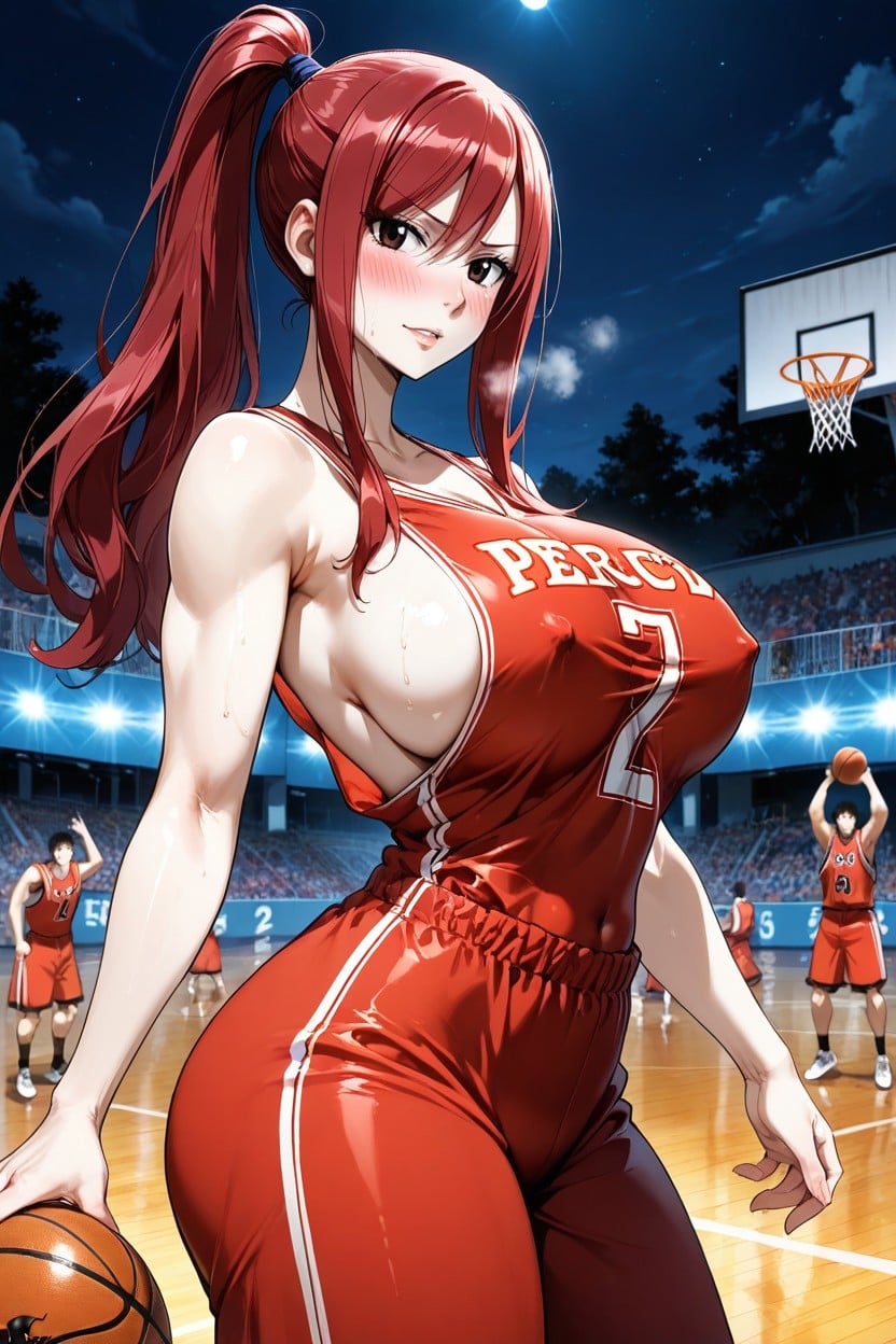 Curvy Body, Basketball, Erect Nipples Hentai AI Porn