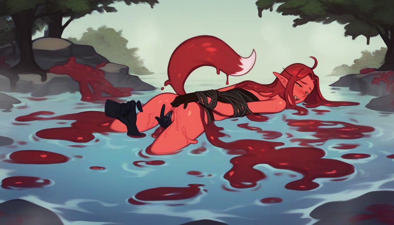 Bondage Female With Gelatinous Tentacles, Red Fox Tail, 18+ Porno IA