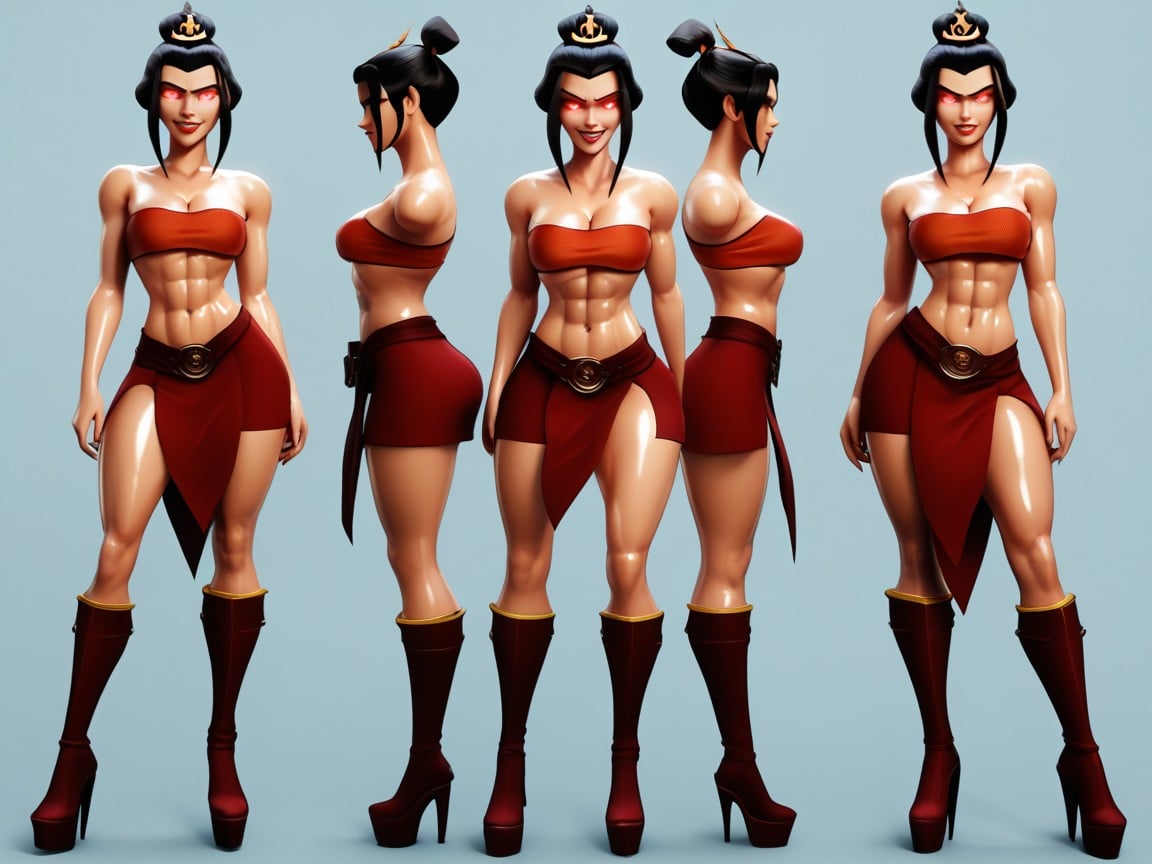 Detailed Face And Eyes On Female, Red Skirt, Pale Skin Hentai IA